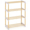 4-Tier Solid Wood Shoe Rack with Slatted Open Shelves-Gray