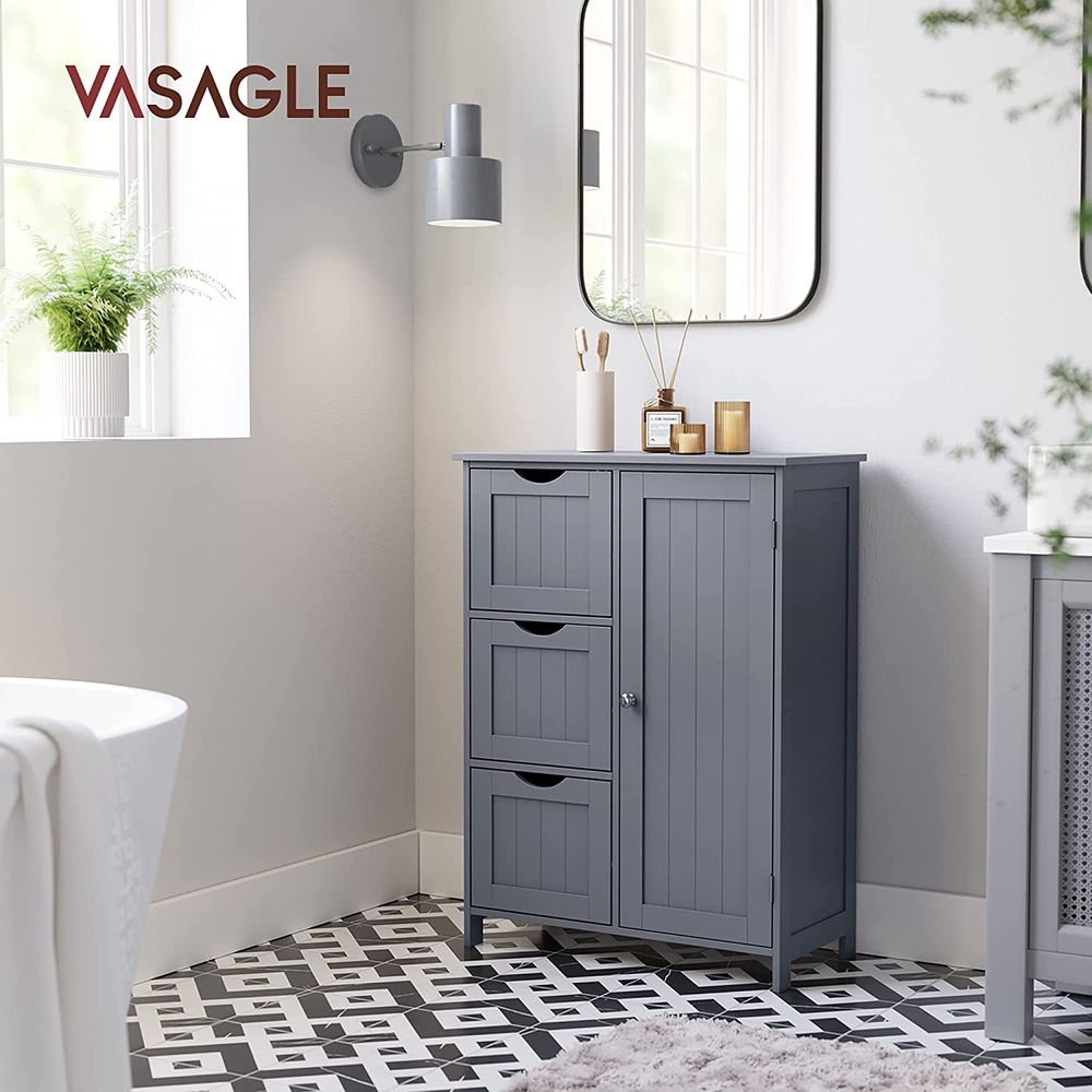 VASAGLE Bathroom Floor Storage Cabinet with 3 Drawers 