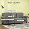 HOMCOM 3-Seater Sofa Couch, 81" Modern Linen Fabric Sofa with Rubberwood Legs, Nailhead Trim and Rolled Arms for Living Room, Bedroom and Apartment, Grey 