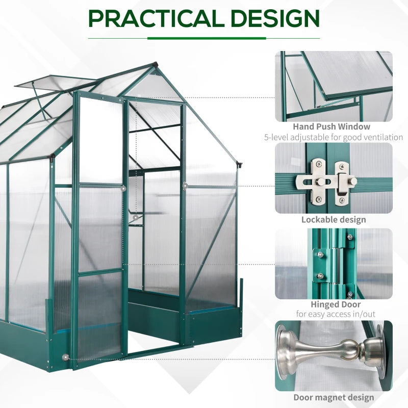 Outsunny 8.2' x 6.2' Greenhouse Aluminum Frame with Temperature Controlled Window 