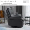 HOMCOM Manual Recliner Chair 360° Swivel Rocking Armchair Sofa with PU Leather Padded Cushion and Backrest for Living Room Black 