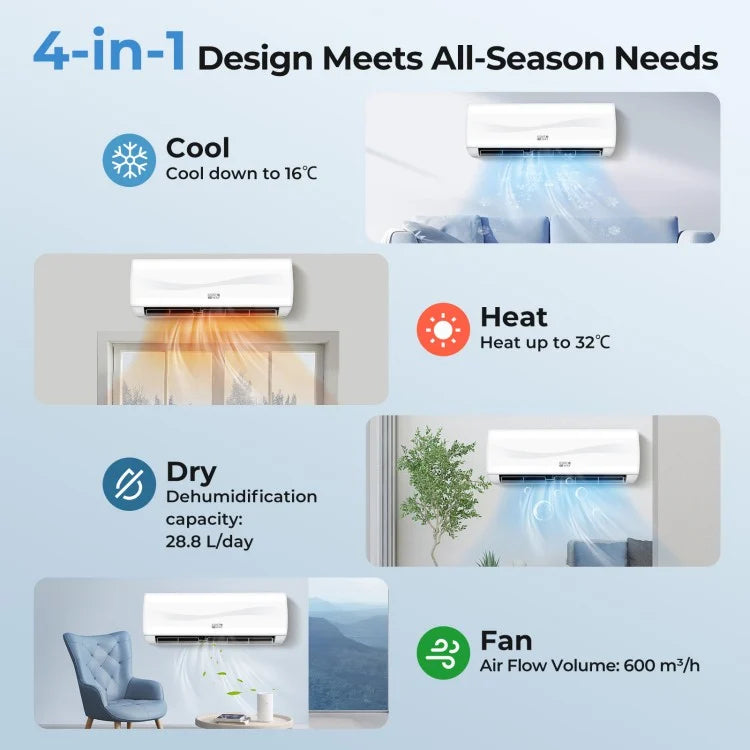 12000 BTU 17 SEER2 208-230V Mini Split Air Conditioner with Heat Pump