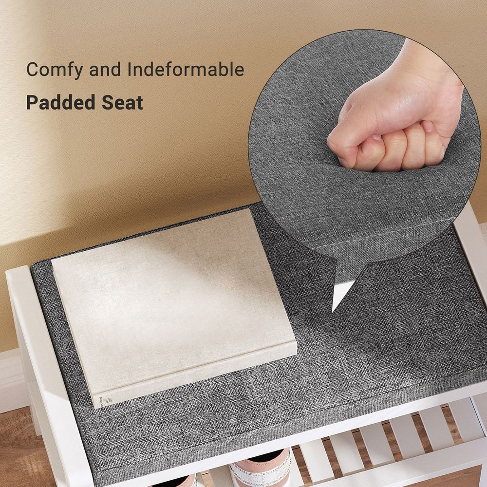 SONGMICS Shoe Rack Bench with Cushion Upholstered Padded Seat 