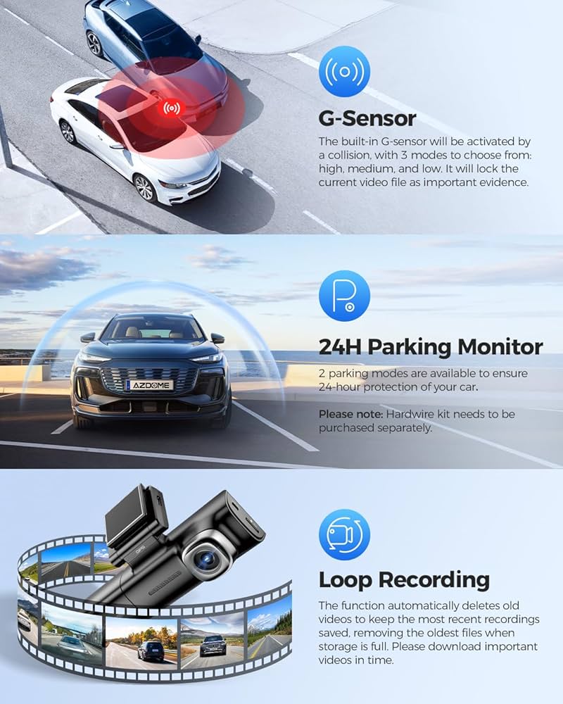 AZDOME M590 3 Channel Dash Cam 