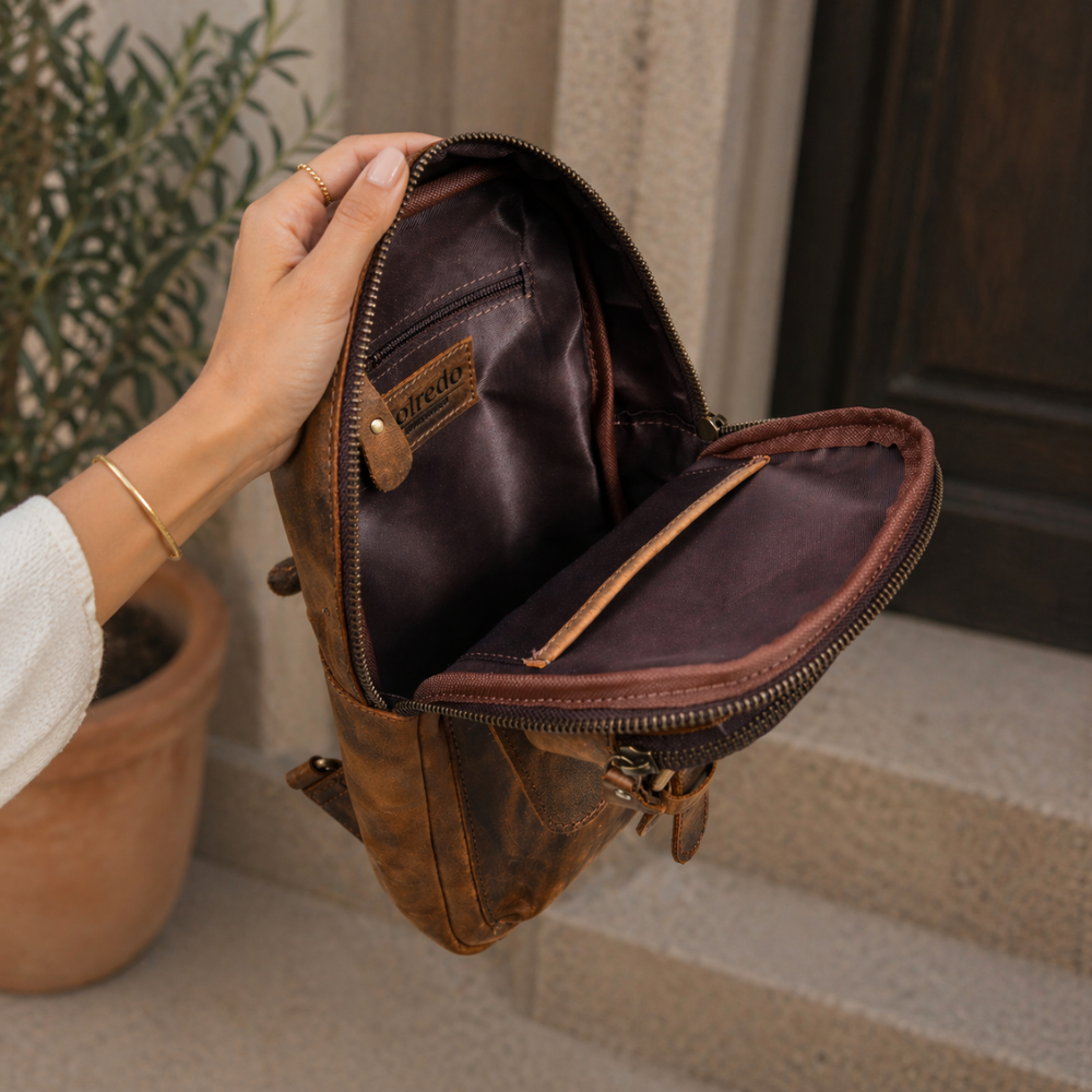 Vintage Leather Sling Bag | Hunter Tan