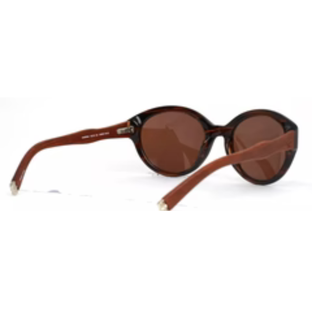 Diagram Amber Wood Womens Round Full Rim Sunglasses 