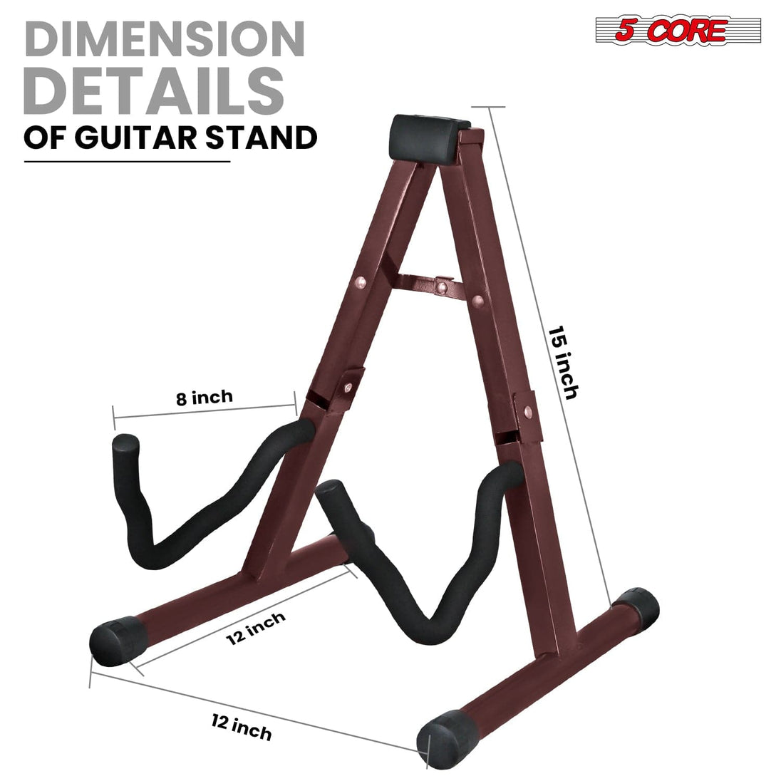 5Core Guitar Stand Floor A Frame Electric Acoustic Bass Soporte Para Guitarra BROWN GSS BR 2PCS