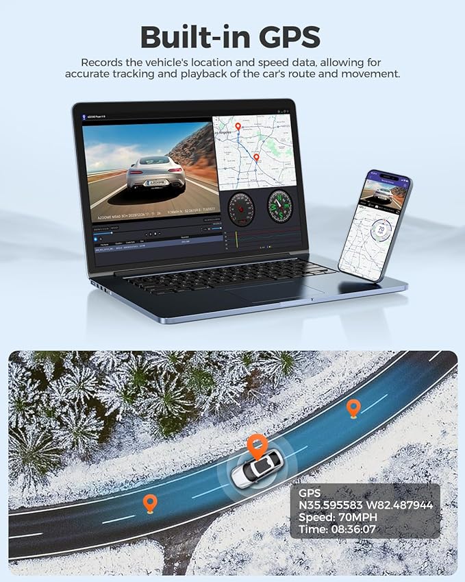 AZDOME PG19X Front and Rear 4K Mirror Dash Cam 