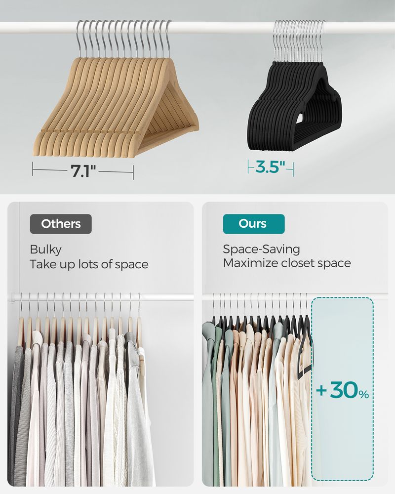 SONGMICS Velvet Hangers 30 Pack, Non-Slip Clothes Hangers 