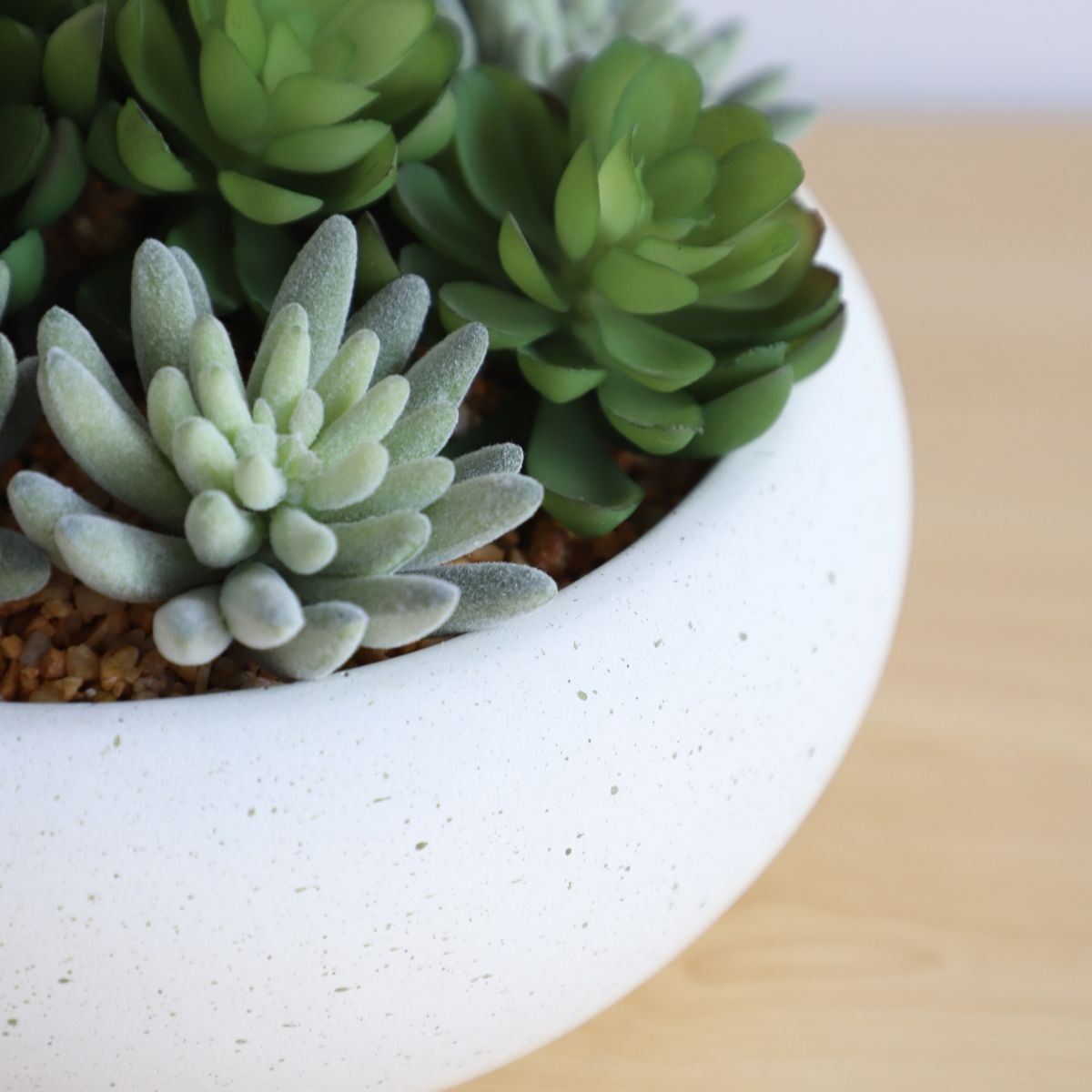 Zed Faux Succulent Arrangement in Low White Pot 7.1" 