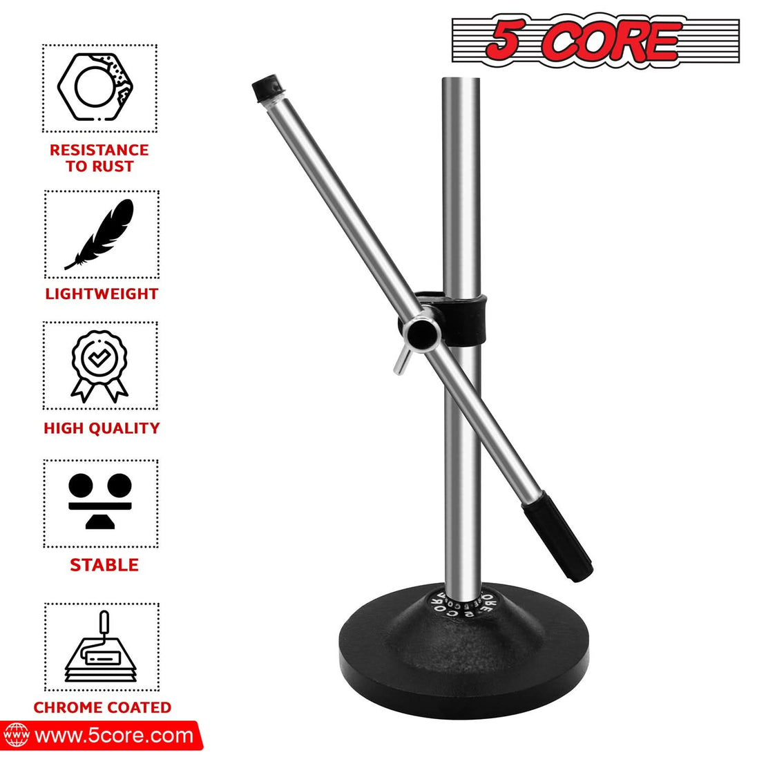 5Core Desktop Mic Stand Universal Desk Microphone Holder Table Top Round Base Stands