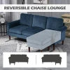 HOMCOM L Shape Sofa, Modern Sectional Couch with Reversible Chaise Lounge, Wooden Legs, Corner Sofa for Living Room, Dark Blue