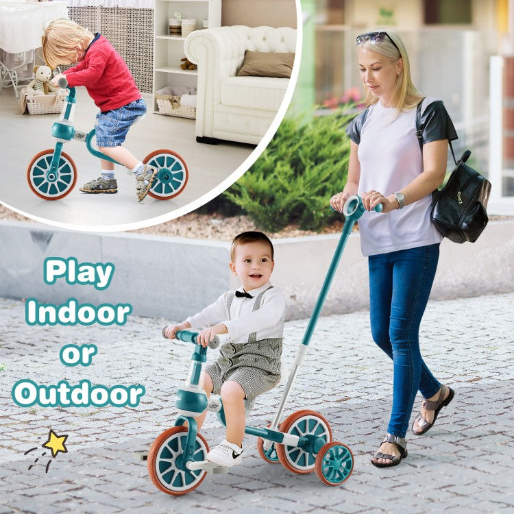 4-in-1 Kids Tricycle with Adjustable Parent Push Handle, Balance Bike & Training Trike for Ages 2–4