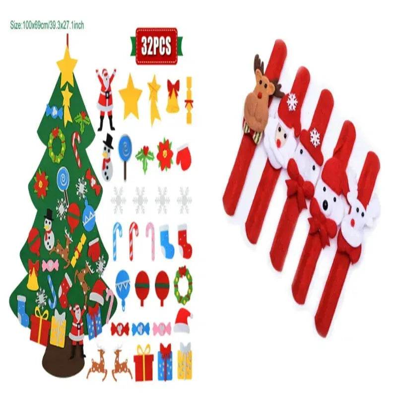 DIY Felt Christmas Tree New Year Toddler Kids Handmade Gift Toys Door Wall Hanging Ornaments Holiday Party Home Decor Set 