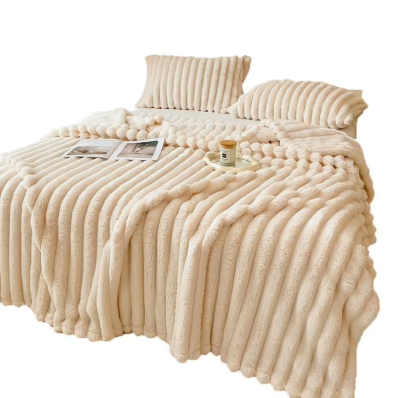 Soft Faux Rabbit Fur Luxurious Throw Blanket - Warm, Cozy 