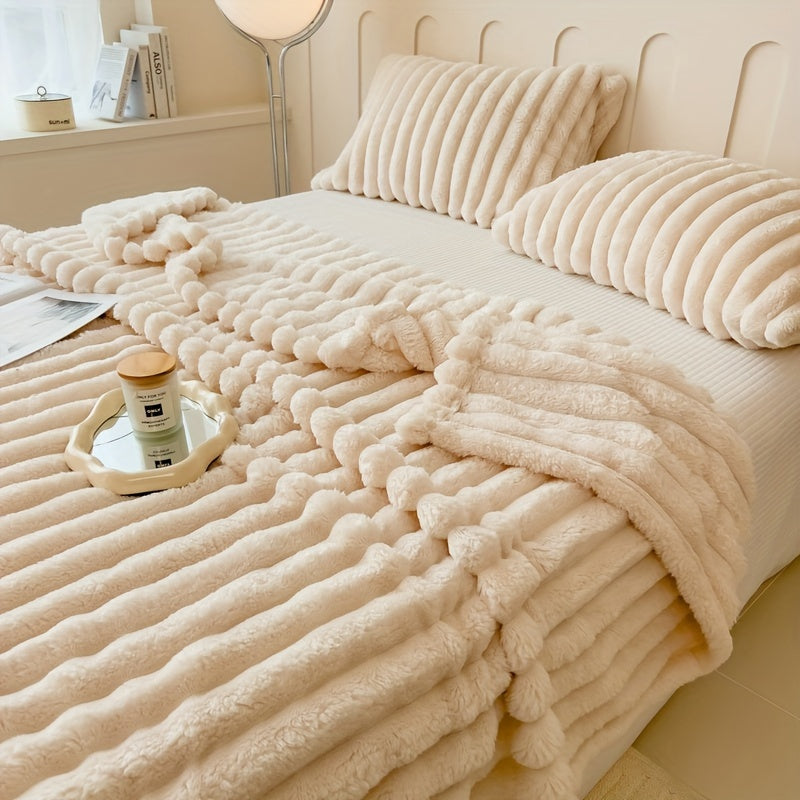 Soft Faux Rabbit Fur Luxurious Throw Blanket - Warm, Cozy 