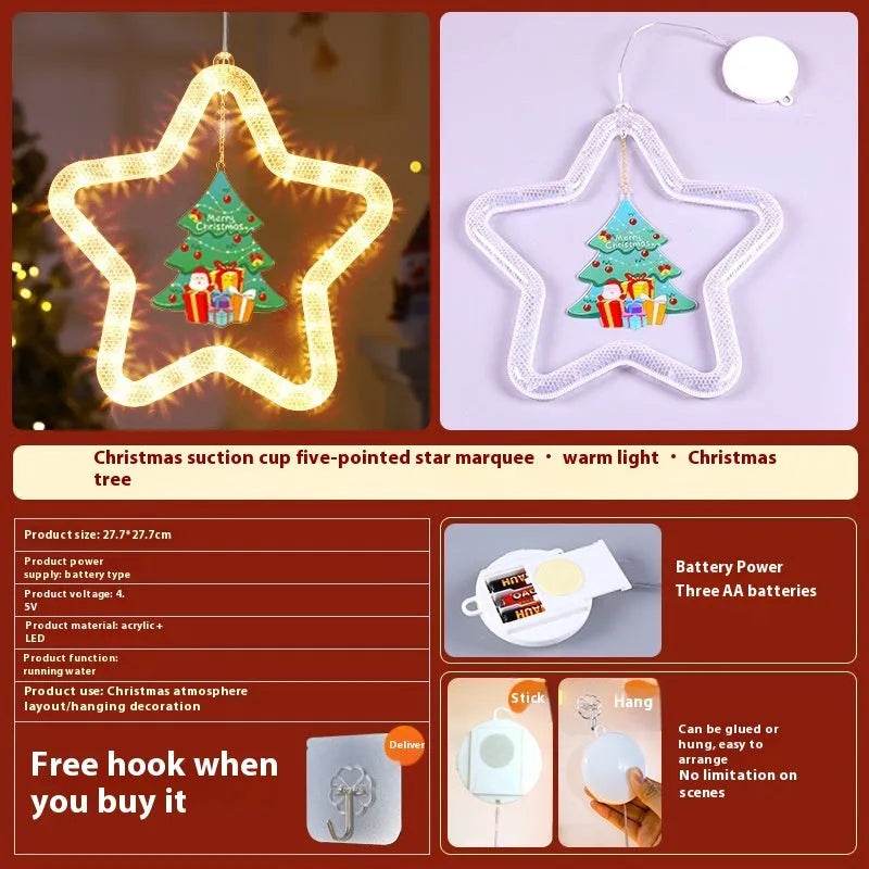 Christmas Pendant Decoration Christmas Atmosphere Led Lights Led Christmas Star Light Decoration For Window Door For Holiday 