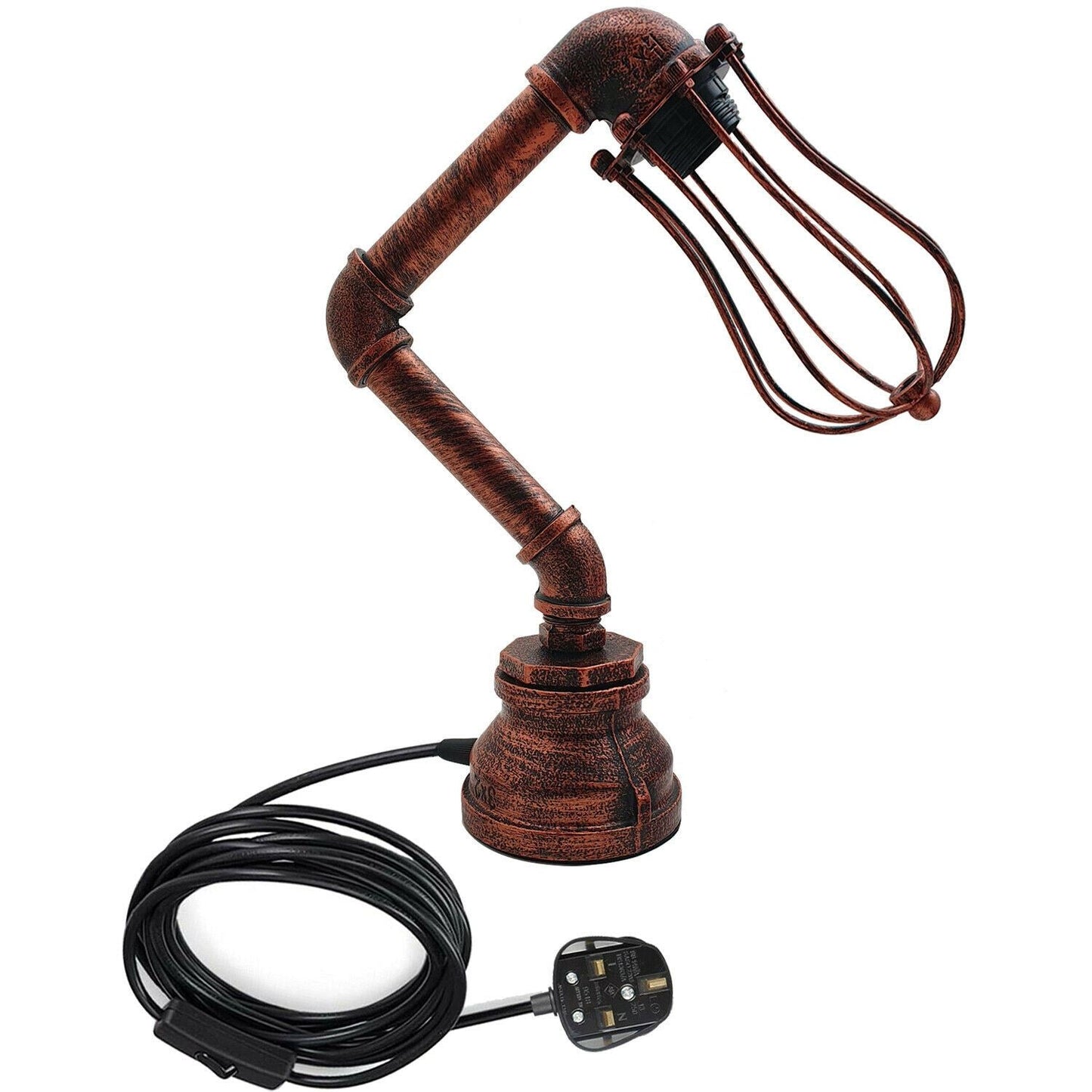 Retro Metal Water-Pipe Plug-In Table Lamp ~1591