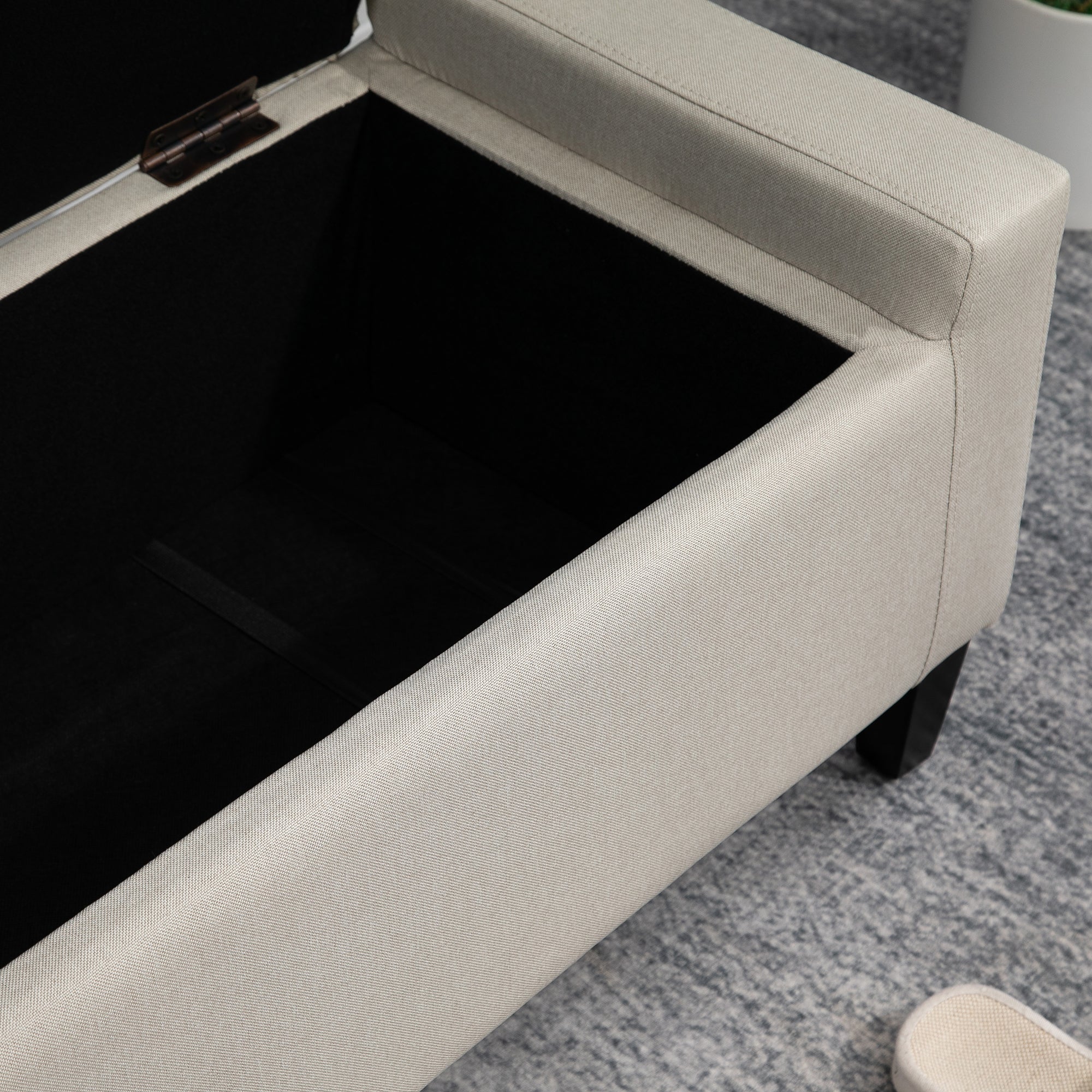 HOMCOM Linen-Touch Storage Ottoman: Tufted Flip-Top Design for Added Functionality, Beige 