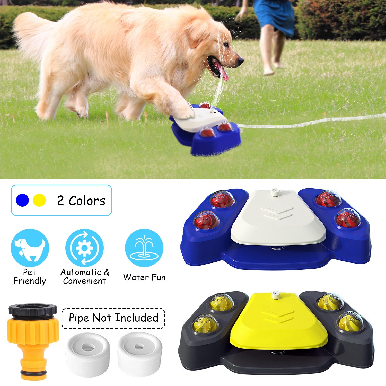 Dog Water Fountain Multifunctional Automatic Pet Water Dispenser Outdoor Step-on Activated Sprinkler for Drinking Shower Fun