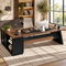Norvique 78.7-Inch L-Shaped Executive Desk with Drawers, File Cabinet & Storage Shelves, Walnut & Black
