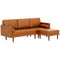 Faux Leather Sectional Sofa Couch L-Shaped Corner Sofa Set with Footstool and 2 Bolster Pillows, Brown