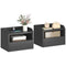 Wall Mounted Bedside Table, Set of 2 Floating Nightstand with Charging Station, Drawer and Open Shelf for Bedroom, Black