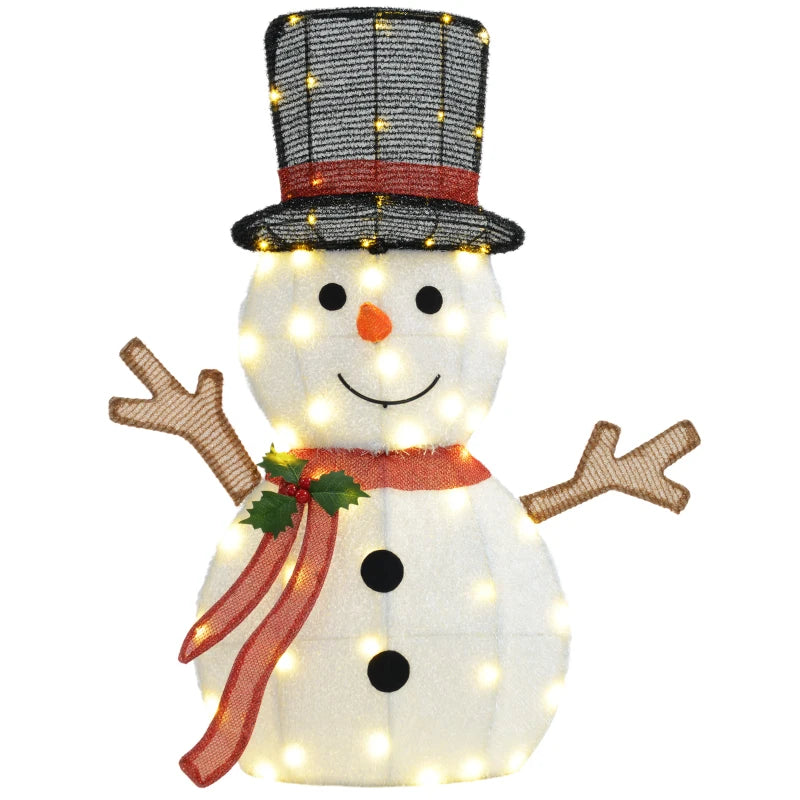 Light Up Snowman Yard Decoration, Lighted Snowman Christmas Decoration for Indoor and Outdoor, White