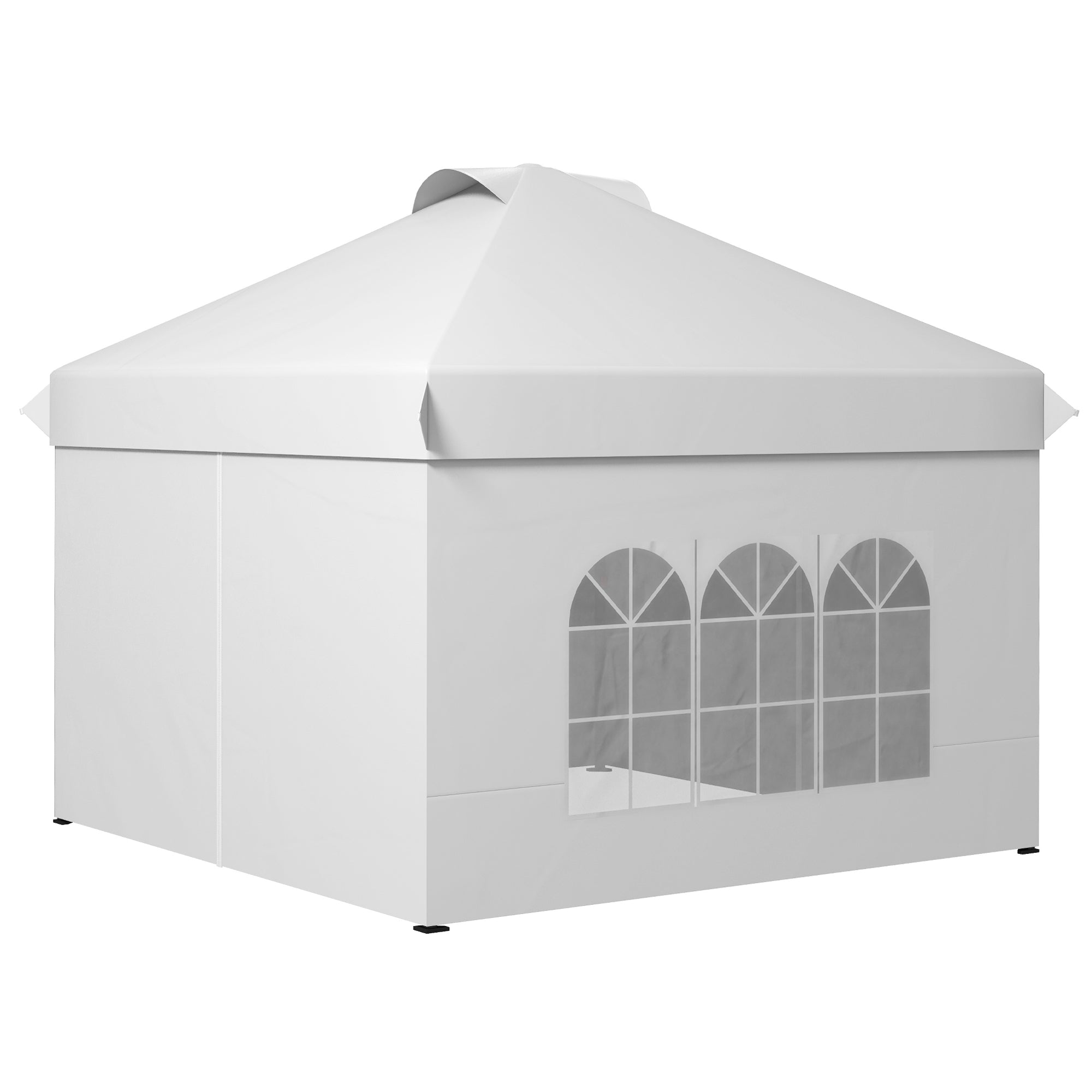 Outsunny 10' x 10' Outdoor Pop Up Canopy Tent with 4 Sidewalls, White 
