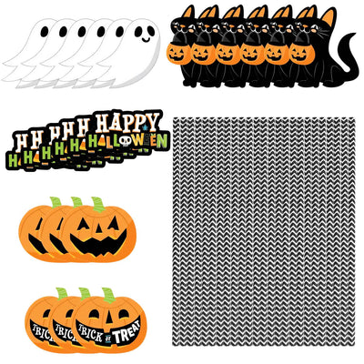 25Pcs Halloween Party Striped Decorative Straws Disposable Drinking Straws Paper Straw Decor Happy Halloween Ghost Lantern Black Cat Halloween Party S 