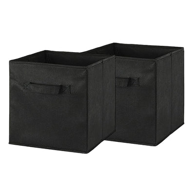 2 Sets Storage Bin Non-Woven Fabric Cube Organizer with Handle Foldable Cube Basket For Shelves Closet Living Room Bedroom Black 