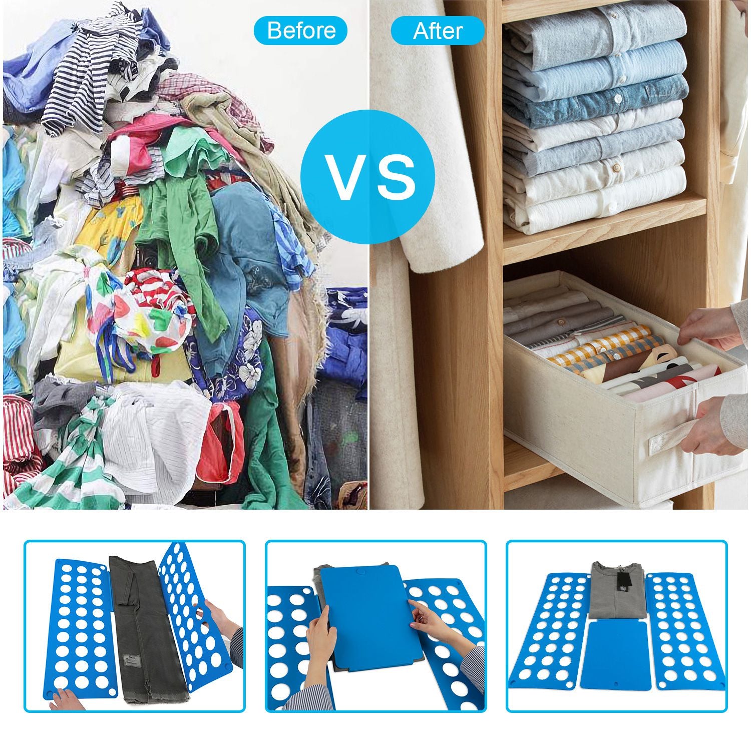 Shirt Folding Board Durable Plastic T-Shirts Clothes Folder 23x27.5inch Plastic Laundry Clothes Flip Fold Laundry Room Organizer