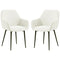 Dining Chairs Set of 2, Velvet-look Fabric Upholstered Kitchen Chairs with Backrest, Armrests and Steel Legs, Cream White