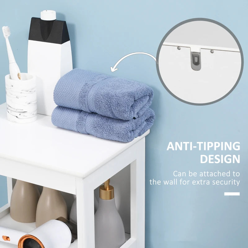 Modern Bathroom Floor Cabinet with Open Shelf, Freestanding Storage Organizer Unit with Single Door for Home Office, Living Room, White