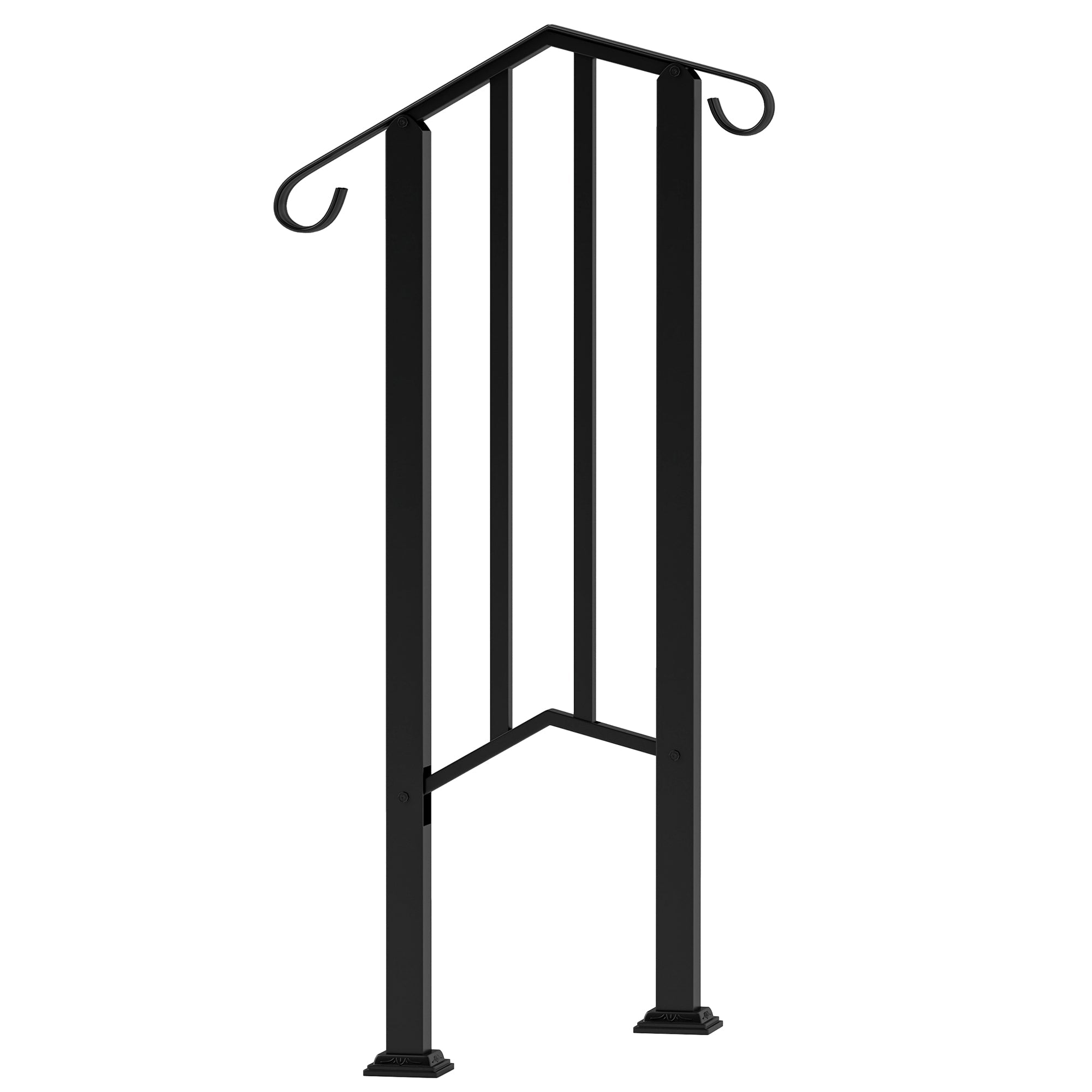 Outsunny 1-2 Step Handrails for Outdoor Steps, Metal Outdoor Stair Railing, Porch Deck Railing with Installation Kit, Black 