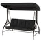 Convertible Patio Swing Bed with Canopy and Cushions, 3 Seater Porch Swing for Outdoor, Backyard, Garden, Black