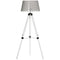 HOMCOM Illuminating Elegance: Adjustable Wooden Tripod Floor Lamp, Modern E26 Standing Light for Living Room, Bedroom, White & Grey