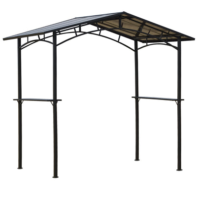Outsunny 8x5ft Aluminum Hardtop BBQ Gazebo Outdoor Grill Canopy Side Shelves Patio Backyard Shelter Sunshade Roof 