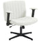 Criss Cross Chair with Flip-up Armrests, Wide Office Chair with Adjustable Height, Tilting, No Wheels, Beige