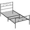 Metal Twin Platform Bed Frame with Headboard, Steel Slat Support, Underbed Storage, No Box Spring Needed, Easy Assembly
