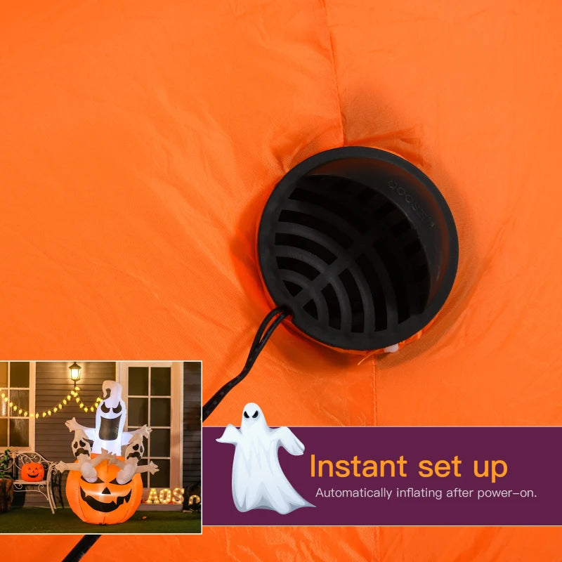 HOMCOM Inflatable Haunted Tree – LED Lighted Halloween Decoration with Owl, Ghost, and Pumpkins 