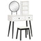 HOMCOM Stylish Vanity Set Makeup Dressing Table with Stool Wood Desk Mirror Storage Drawers Shelf White Black for Bedroom