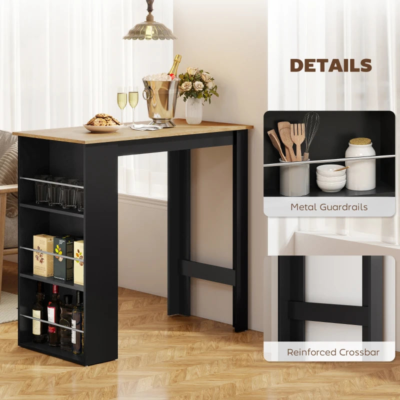 Modern Bar Table, Counter Height Dining Table with 3 Storage Shelves for Kitchen, Dining Room, Living Room, Walnut