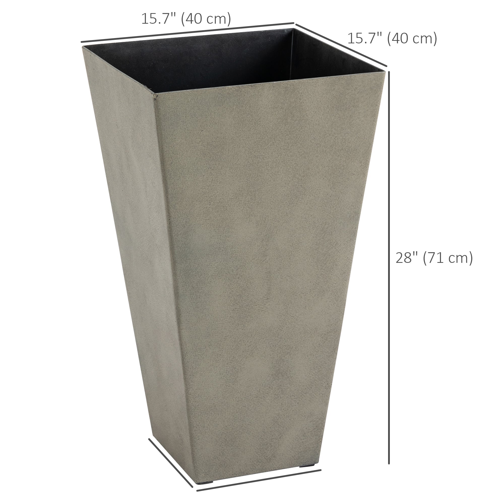 Outsunny 28" Tall Garden Plastic Planters, Outdoor and Indoor Flower Pots, Set of 3 for Entryway, Patio, Yard, Mixed Grey 