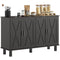 Kitchen Sideboard Cabinet with 4 Barn Doors and 2 Adjustable Shelves, Buffet Table for Living Room, Hallway, Black