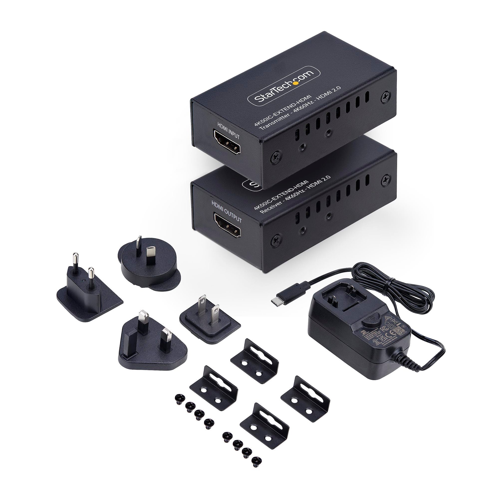 HDMI Extender Over CAT5e/CAT6, 4K 60Hz, Up to 200ft (60m), Transmitter and Receiver Kit, Power Over Cable, Compact Form Factor 