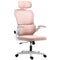Mesh Office Chair, Ergonomic Desk Chair with Flip-up Armrest, Rotatable Headrest, Adjustable Lumbar Support, Pink