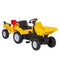 Aosom Yellow Pedal Ride On Dump Truck Front Loader Kids Ride-On Construction Tractor with Trailer