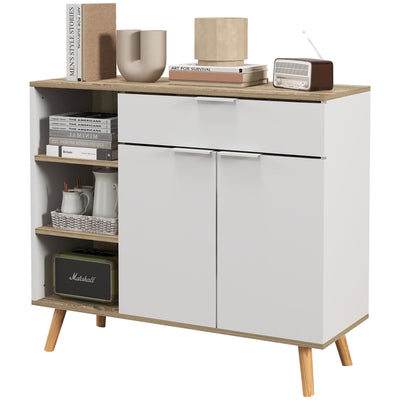 HOMCOM Contemporary Sideboard Cabinet with Doors Drawer Adjustable Shelves for Dining Room Kitchen Storage 