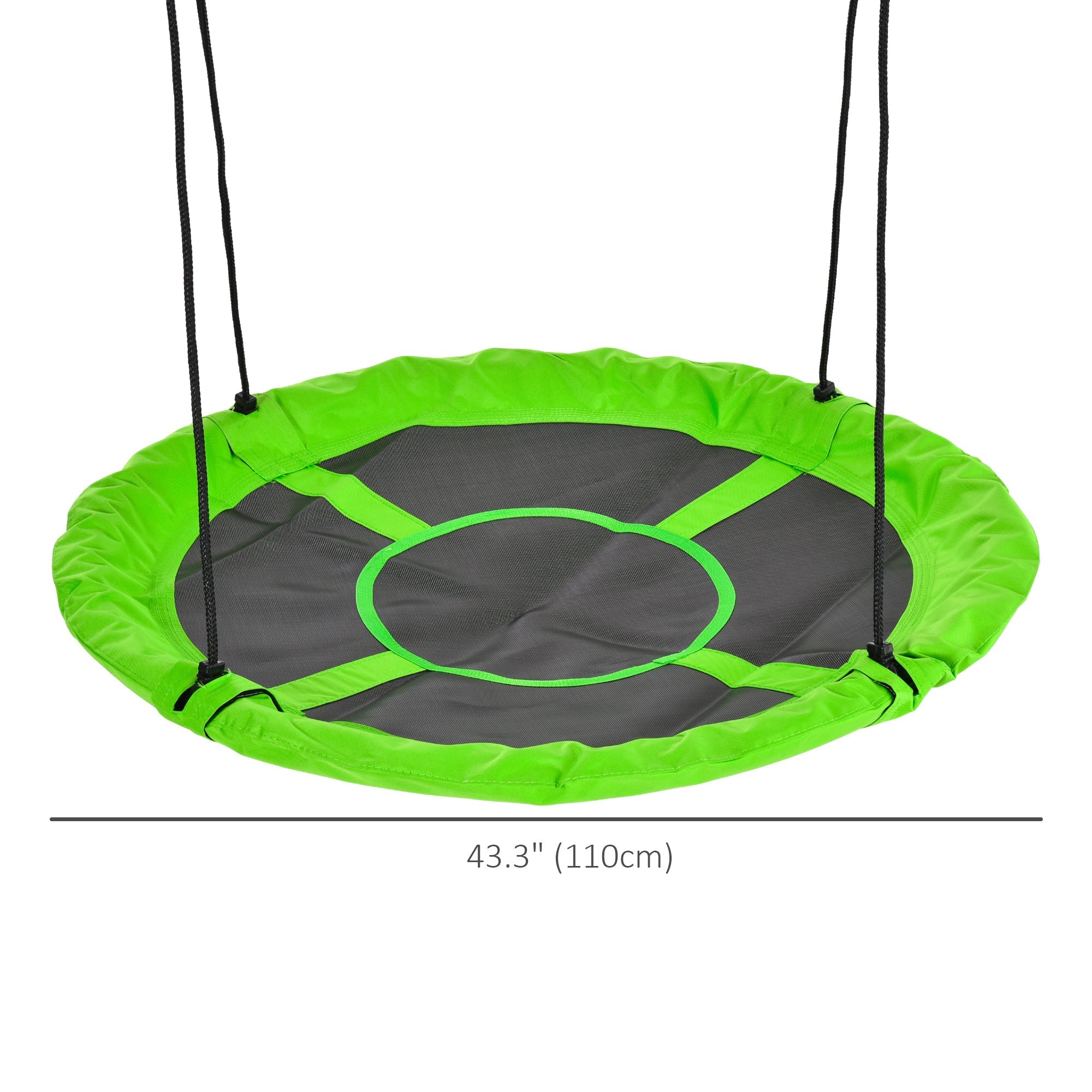 Outsunny 43.25" Saucer Swing, Nest Web Rope Seat with Adjustable Hanging Ropes, for Indoor Outdoor Children 3-12 Years Old, Green 
